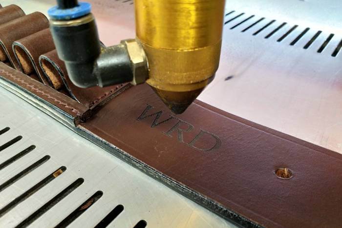 personalising a leather cartidge belt